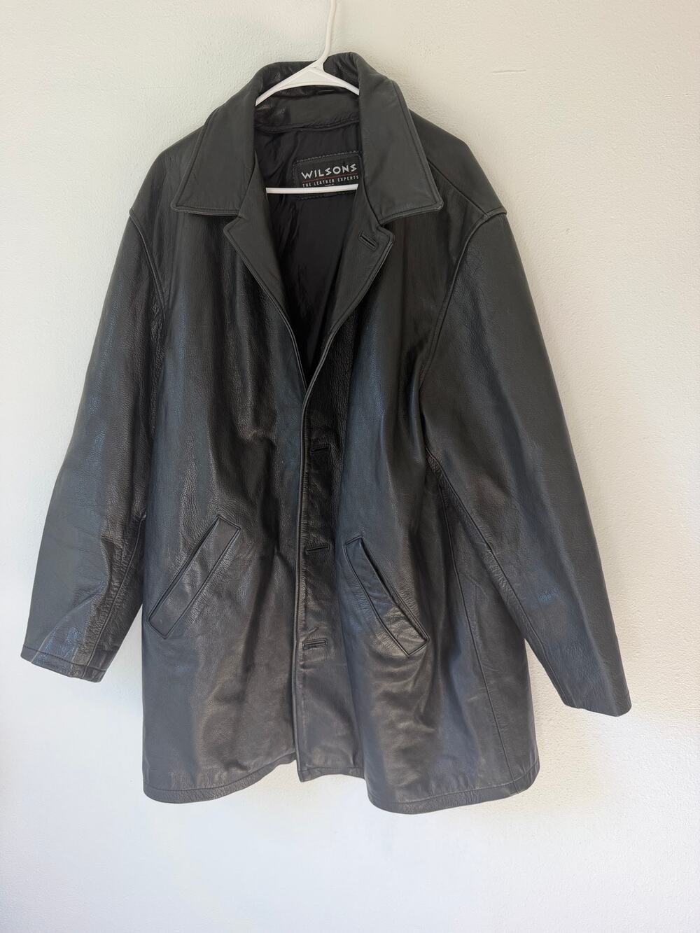 Wilsons The Leather Experts Black Leather Car Coat Jacket Thinsulate Large Tall